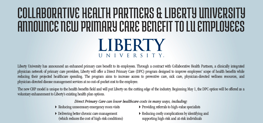 Collaborative Health Partners &amp; Liberty University Announce New Primary Care Benefit to LU Employees